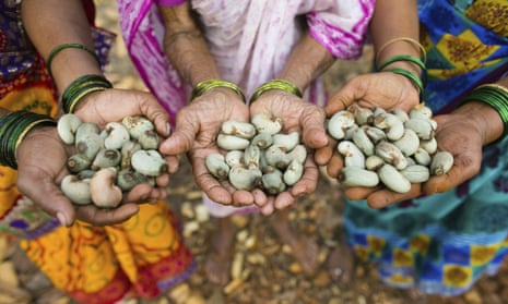 hands holding cashews