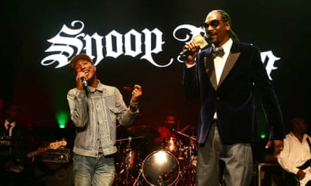 ‘When I work with Pharrell he allows me to be me, but also gives me great direction’: Snoop Dogg on stage with Pharrell Williams. 