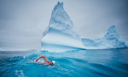 Well cool: Lewis Pugh in Antarctica.