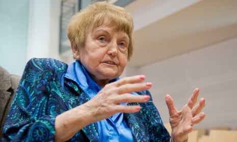 Auschwitz death camp survivor Eva Mozes Kor in the courtroom in Lüneburg, Germany.