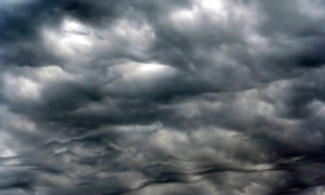 Dark clouds before rain.  New research shows that clouds and water vapor are amplifying global warming.
