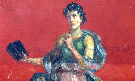 Detail from a fresco of Calliope, muse of epic poetry discovered in Pompeii