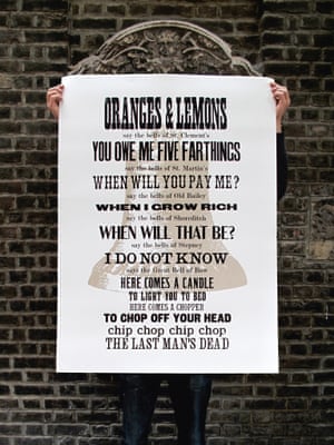 Oranges and Lemons, letterpress/screen print, 2011, by New North Press
