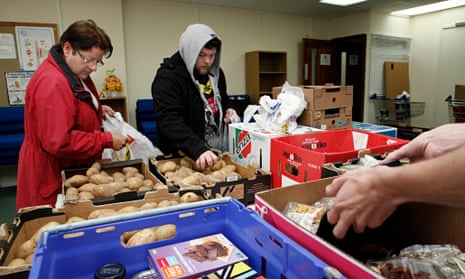 A food bank in Hull. Anti-poverty campaigners say use has grown almost 20% in the last year. 