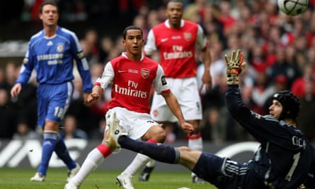 Walcott scored his first goal for Arsenal in the 2007 Carling Cup final defeat by Chelsea.