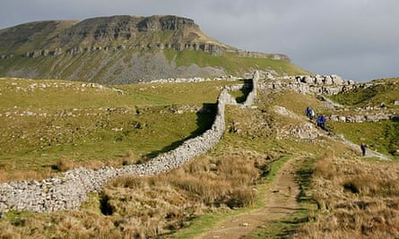 The footpath to the 694-metre hill Pen-y-ghent.