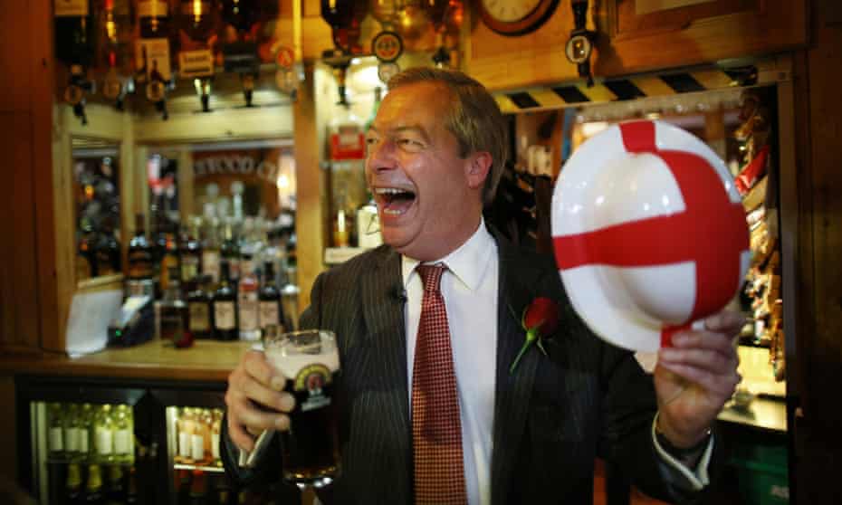 Ukip leader Nigel Farage celebrates St George's Day with a pint in the Northwood Club in Ramsgate.