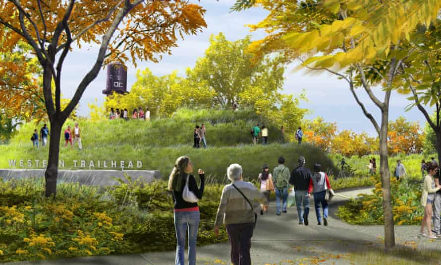 A CGI rendering of the trail at its western end.