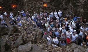 People gather for Anzac Day in Hellfire Pass,  Kanchanaburi province, west of Bangkok, Thailand, on the route of the Thai-Burma railway.