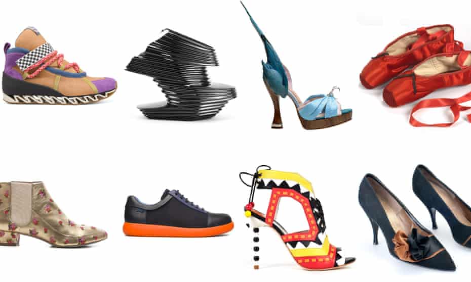 Examples of the shoes on show at the Design Museum, V & A and the Fashion and Textile Museum.
