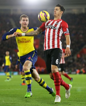 Centre-half - José Fonte. Ivanovic has a claim on this position too, but Fonte deserves it because Southampton’s defence has been superbly stingy all season. Fonte cost the Saints £1m but looks worth much more now. Southampton have certainly not missed Dejan Lovren. Not wholly convinced by Arsenal’s centre-backs yet but they look solid next to some of the defending on offer in Merseyside and Manchester this season.