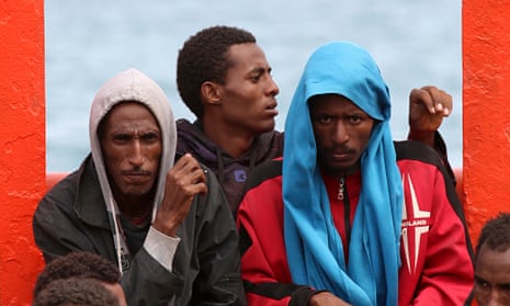 Migrants on ship mediterranean north africa