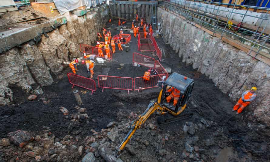 The excavations at the Crossrail archaeology site near Liverpool Street, London.