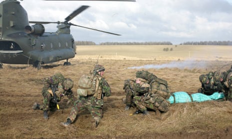 British soldiers take part in a training exercise on Salisbury Plain, Wiltshire, in 2010.