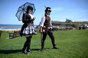 Gothic characters attend the Goth festival in Whitby, North Yorkshire