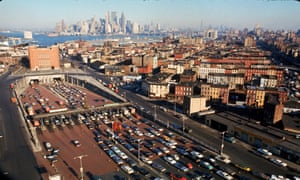 Cars line up to enter the Brooklyn Battery Tunnel heading into Mahattan during New York’s first full-scale transit strike in 1966.