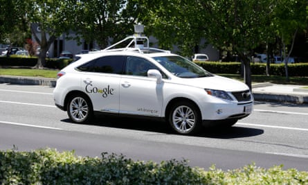 A Google self-driving car on a test drive in Mountain View, California.