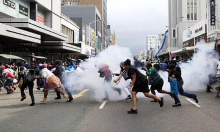 A skirmish between locals and foreign nationals in Durban, South Africa.