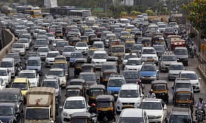 Traffic clogs a main road during Mumbai’s hectic rush hour.