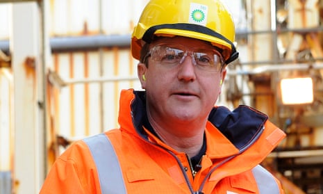 British Prime Minister David Cameron tours the BP ETAP (Eastern Trough Area Project) oil platform in the North Sea 
