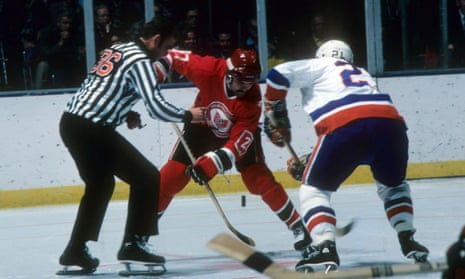 Who is that playing against the New York Islanders? It’s center Dennis Maruk and his Cleveland Barons at the Nassau Coliseum in October of 1976.