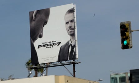 Vin Diesel and Paul Walker in a billboard for Fast & Furious 7.