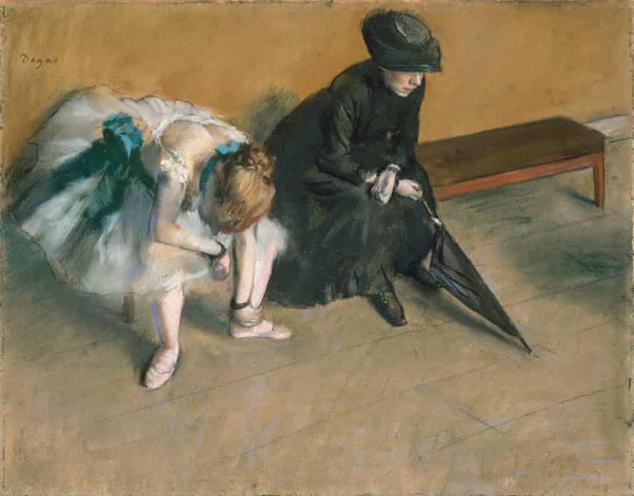 FRANCE - CIRCA 2002:  Waiting (L'attente), ca 1882, by Edgar Degas (1834-1917), pastel on paper, 48.2 x61 cm. (Photo by DeAgostini/Getty Images); . (Photo by DeAgostini/Getty Images)horizontal|indoors|day|sitting|dress|umbrella|onlywomen|twopeople|fineartpainting|1882|illustrationandpainting|frenchculture|edgardegas|impressionism|balletdancer|bench|historicalclothing|waiting|pasteldrawing|hat