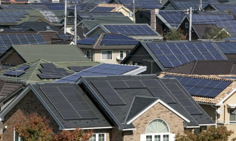 Rooftops of solar powered houses are pictured in Ota, 80 km northwest of Tokyo in this October 28, 2008 file photo.