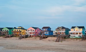 Waterfront beach houses in Nags Head, Outer Banks, North Carolina.