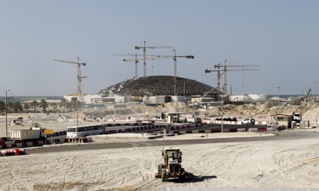 The construction site of the Louvre Abu Dhabi on Saadiyat Island.