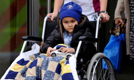 Ashya King leaves after finishing his treatment at the Proton Therapy Centre in Prague in October last year.