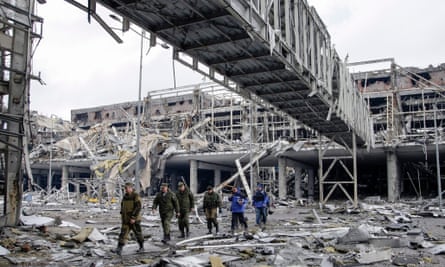 The ruins of Donetsk airport. Many Ukrainians have left for Poland because of the destruction of war
