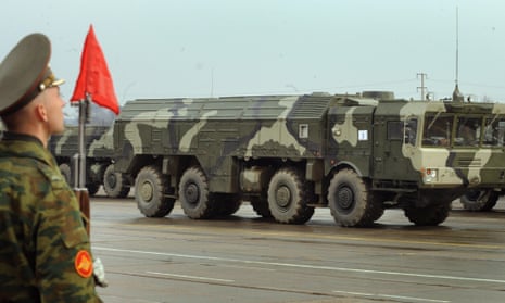 A Russian Iskander ballistic missile during a rehearsal of a military parade outside Moscow. Poland has reacted to reports that Russia is sending the missiles to its exclave of Kaliningrad by building observation towers on its border.