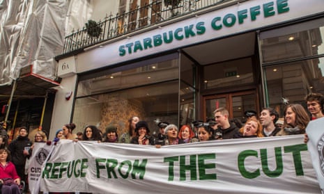 Protesters outside Starbucks