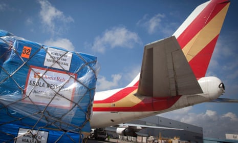 Medical supplies await loading in New York last September. The international response to the Ebola crisis contributed significantly to a high level of aid spending in 2014.