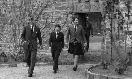 Royal flush:  Prince Charles arrives for his first term at Gordonstoun in 1962, with Prince Philip (left) and Captain Iain Tennant.