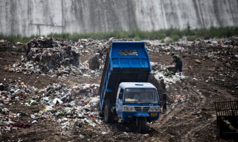 Rubbish is dumped at a site near a village in Zhanglidong, Henan province, China.