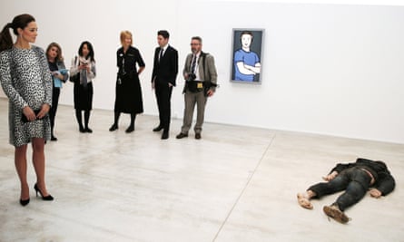 The Duchess of Cambridge looks at Self Portrait as a Drowned Man by Jeremy Millar during a visit to Turner Contemporary, Margate.