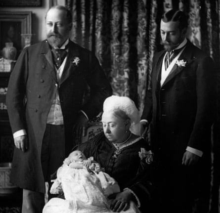 Queen Victoria with her son Edward, later King Edward VII, her grandson George (right), later King George V, and her great-grandson Edward, later King Edward VIII and then the Duke of Windsor, photographed in 1894