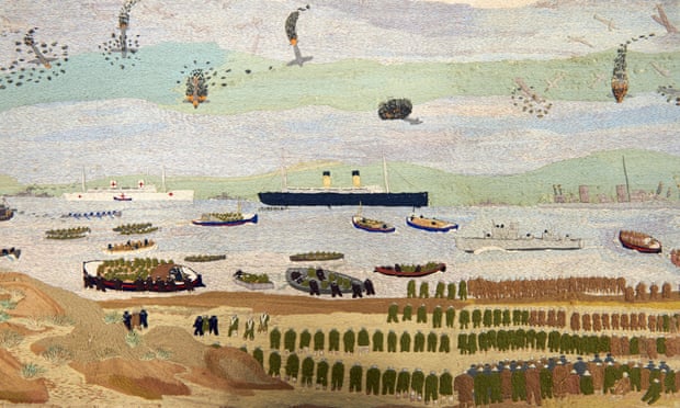 Detail from John Craske’s Dunkirk embroidery showing at Norwich University.