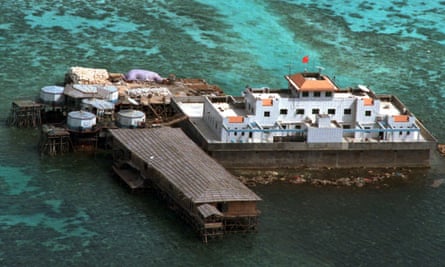 Mischief Reef disputed island with Chinese base