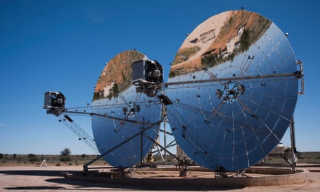 The 100-metre mirror dishes being tested by Ripasso in the Kalahari desert.