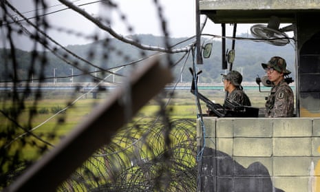 South Korean soldiers at border with North Korea