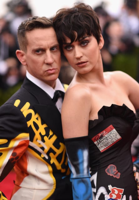 Katy Perry with Moschino designer Jeremy Scott at the Met Ball, both in Moschino