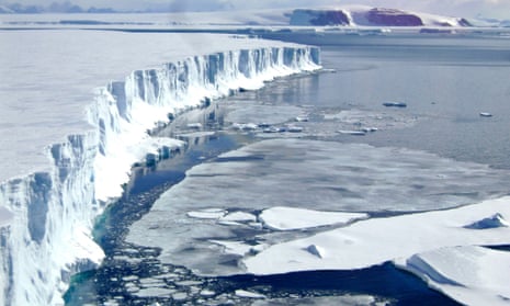 Tthe leading edge of the remaining part of the Larsen B ice shelf. A separate ice shelf, Larsen C, is thinning from above and below, scientists found.