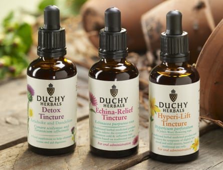 Herbal tinctures by Duchy Originals, the Prince of Wales's company.