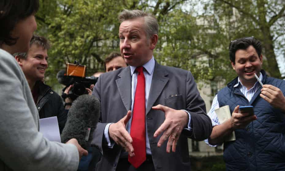 Michael Gove speaks to members of the media