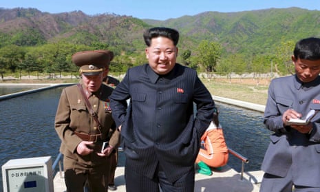 North Korean leader Kim Jong-un visits the Anbyon fish farm under in a newly released but undated photograph.