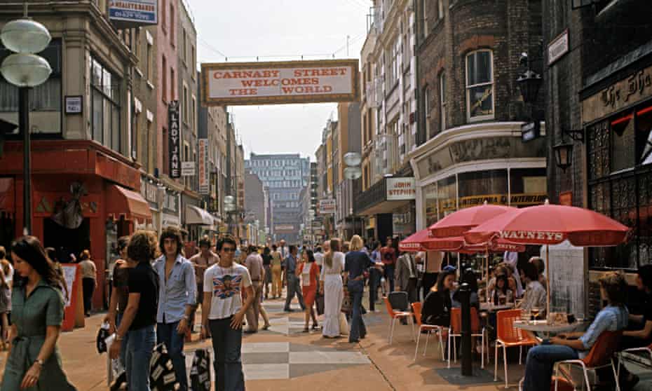 Soho's fashionable Carnaby Street in the 1970s.