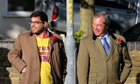 Raheem Kassam with Nigel Farage on the campaign trail during the election.